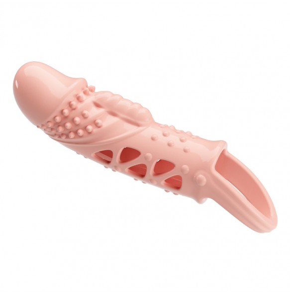 PRETTY LOVE - Cecelia Vibrating Penis Sleeve With Ball Strap (L:14cm - D:4cm)